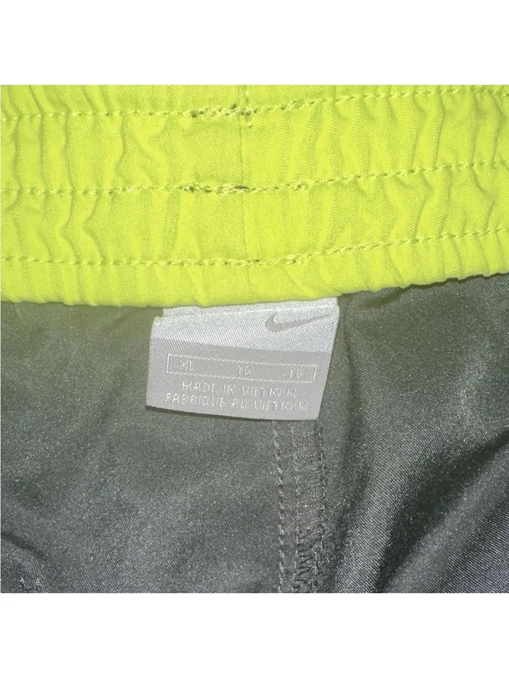 Nike Men's Black Swim Shorts with Neon Yellow and Green Accents